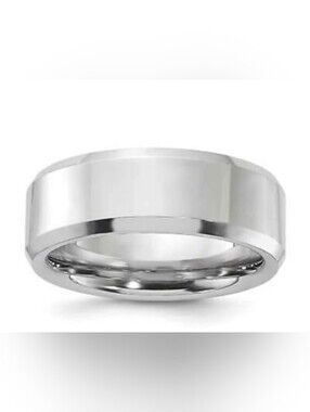8mm Polished Beveled Edge Engagement Wedding Ring Band Sz 4.5 & 9
